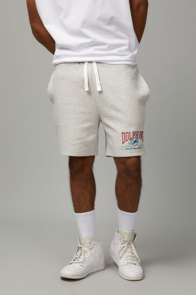 Nfl Textured Knit Track Short, LCN NFL GREY MARLE/DOLPHINS