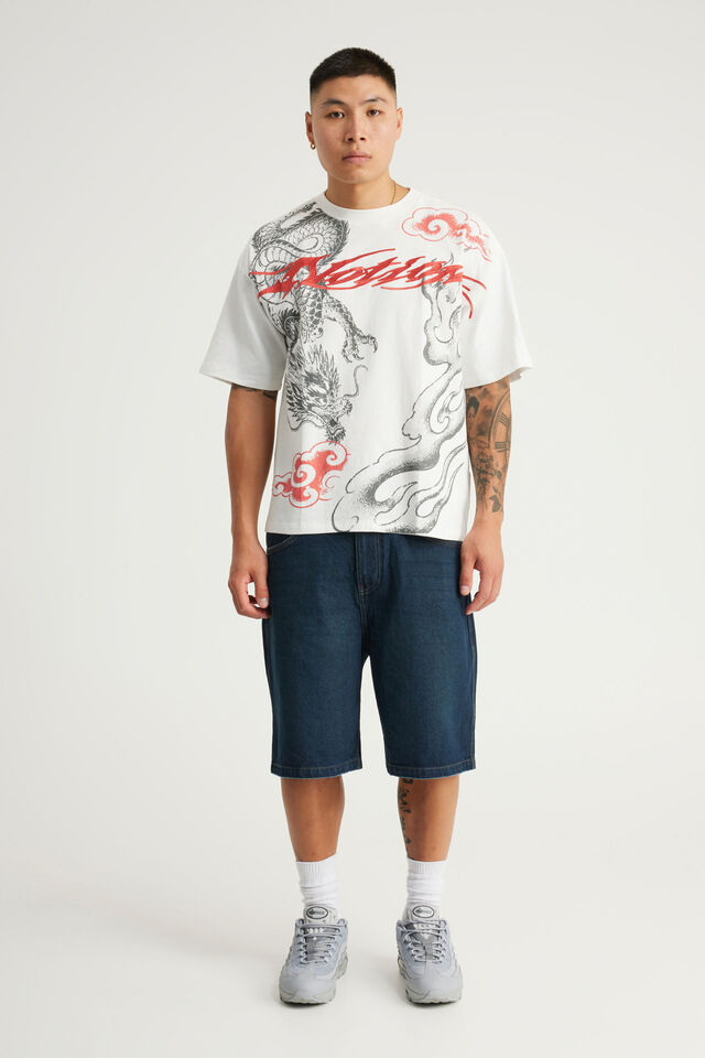 Notion Relaxed Baggy Denim Short, MECHANIC BLUE/CYBER GRAPHIC