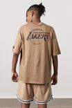 NBA LA Lakers Oversized T Shirt, LCN NBA DUSTY BROWN/LAKERS TONAL