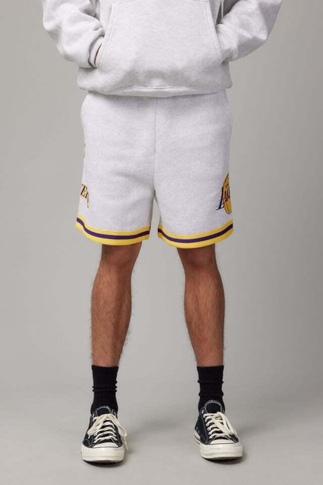 Nba Hype Fleece Short, LCN NBA SILVER MARLE/LAKERS TIPPED