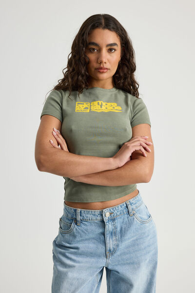 Fitted Graphic Tee, WASHED KHAKI/AMORE STUDIOS