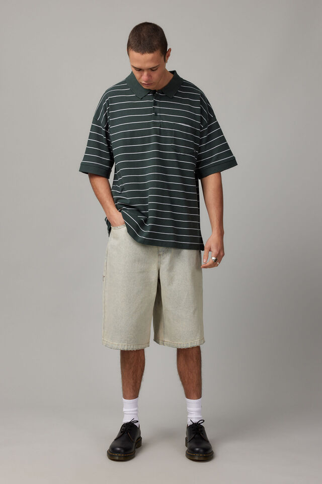 Oversized Polo, IVY GREEN STRIPE