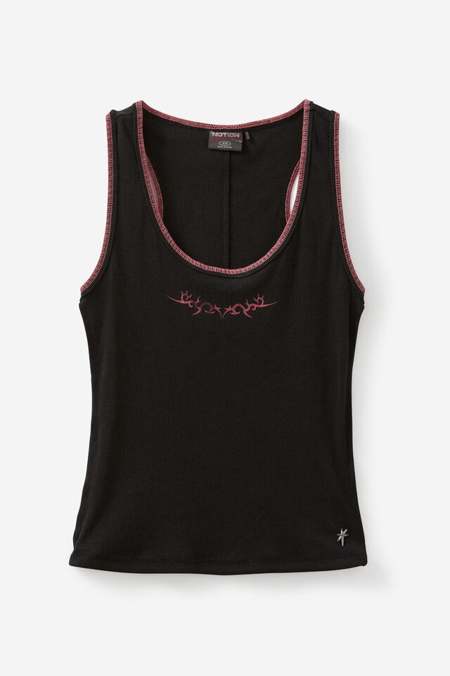 Notion X Smolbrat Graphic Tank, WASHED BLACK/SMOLBRAT SPIKEY VINES