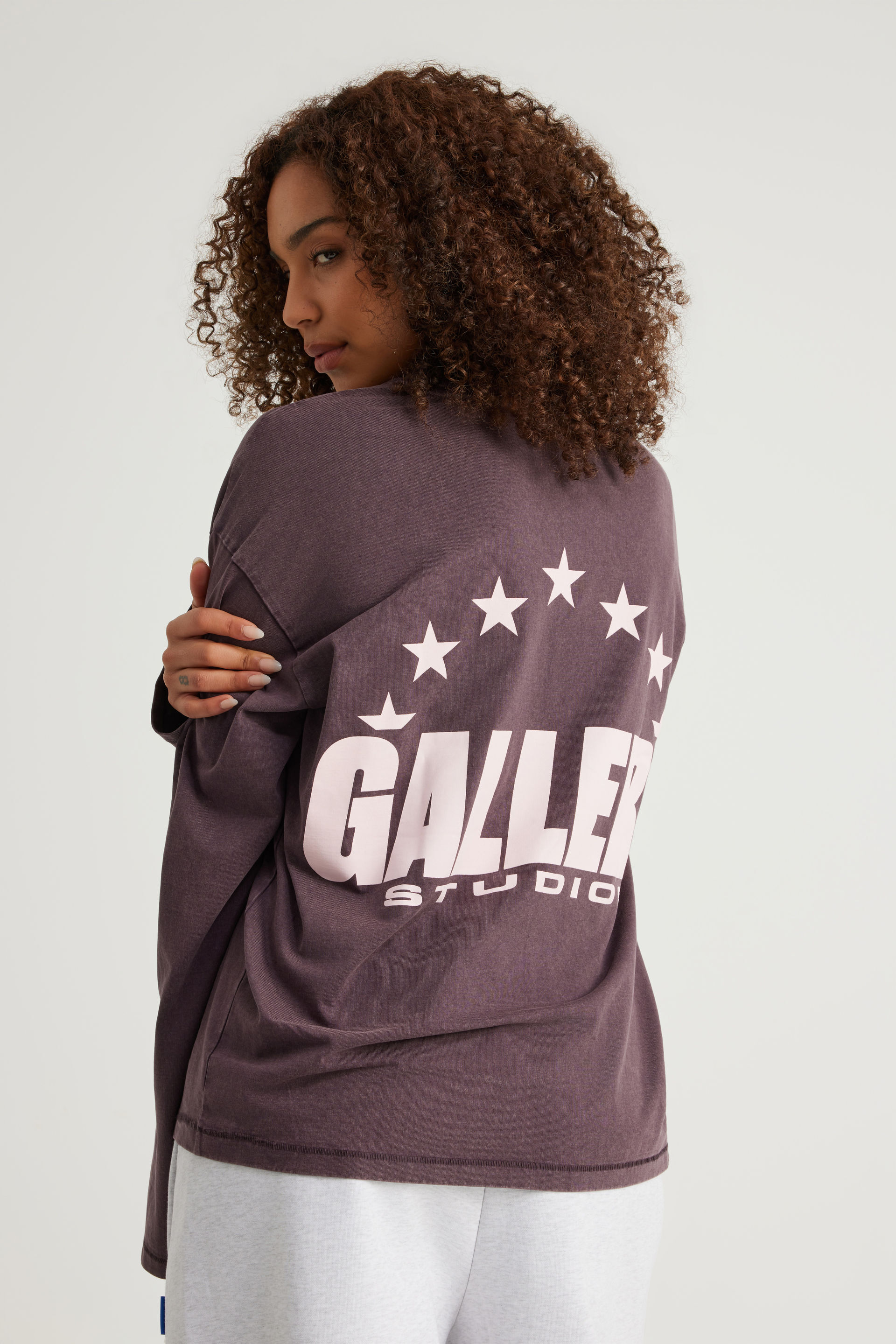Women's Burgundy Open Gallery Long Sleeve Boxy Tshirt | Factorie