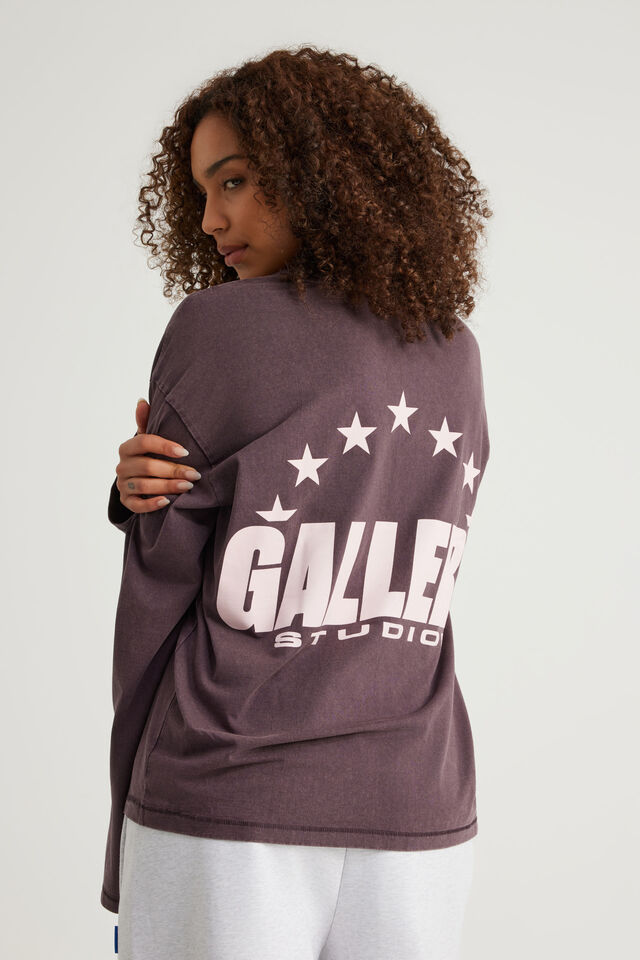 Open Gallery Long Sleeve Boxy Tshirt, OG WASHED FROZEN BERRY/OG PATCH