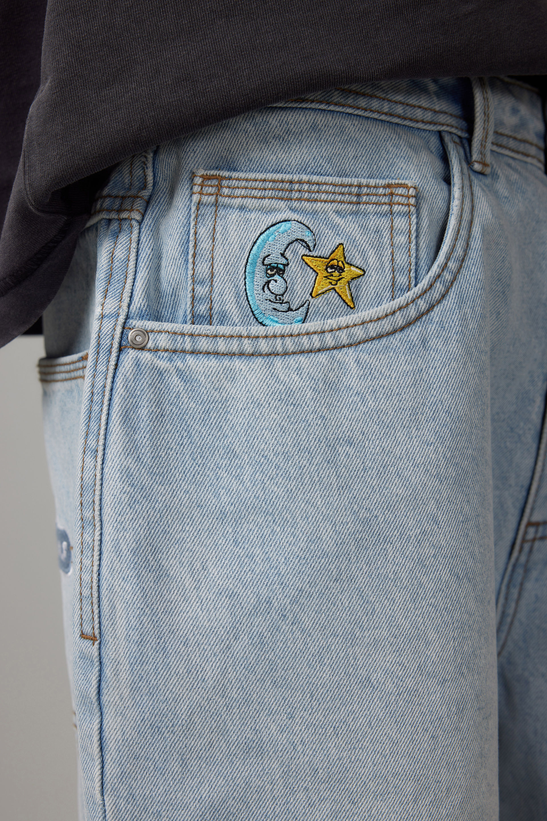Men's Blue Half Half Painter Baggy Denim Short | Factorie Australia