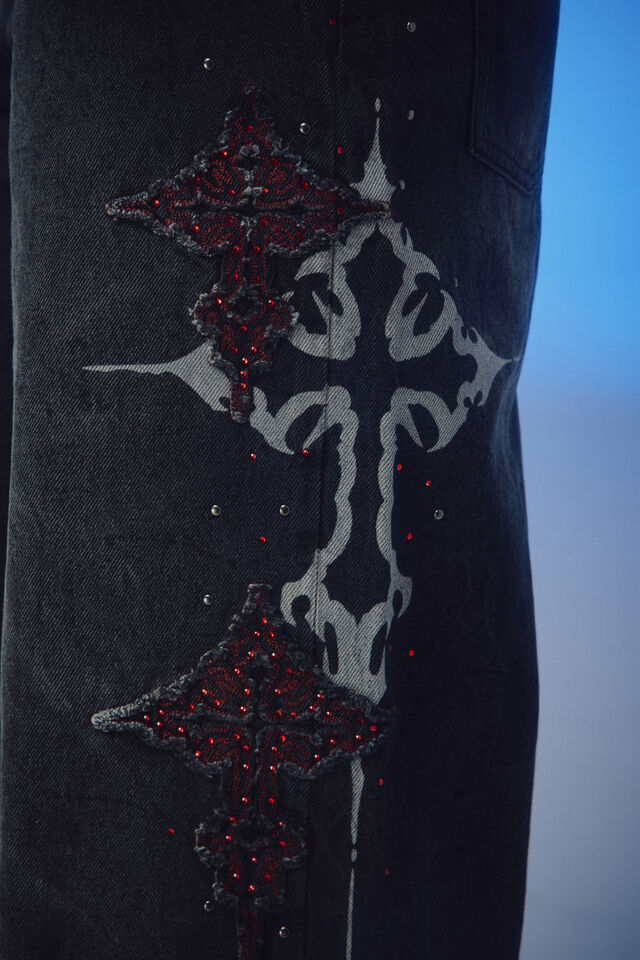 Mega Baggy Jean, RITUAL BLACK/CROSSES