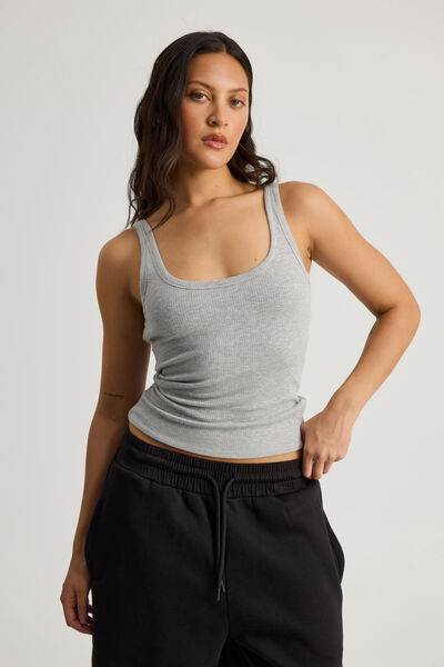 Authentics Scoop Neck Tank, GREY MARLE