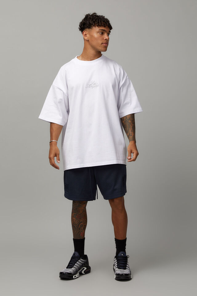 Heavy Weight Box Fit Graphic Tshirt, WHITE/LOS ANGELES SCRIPT