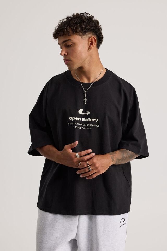 Open Gallery Vintage Heavyweight Cropped Tshirt, OG BLACK/INTERCONTINENTAL AESTHETICS