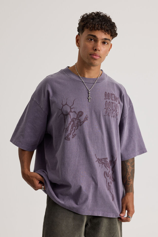 Notion Vintage Box Fit Graphic Tshirt, NTN PURPLE DOVE/SOLO