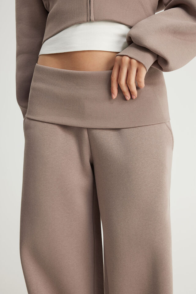 Wide Waistband Trackpant, MUSHROOM
