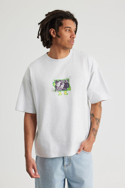 Half Half Box Fit Graphic T Shirt, HH SILVER MARLE/EQUILBRIUM