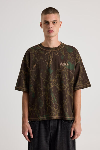 Notion Boxy Cropped Heavyweight Tshirt, NTN DARK CAMO/NOTION