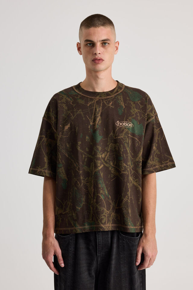Notion Boxy Cropped Heavyweight Tshirt, NTN DARK CAMO/NOTION