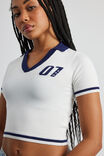 Knit Collar Graphic Tee, WHITE NAVY/07 - alternate image 4