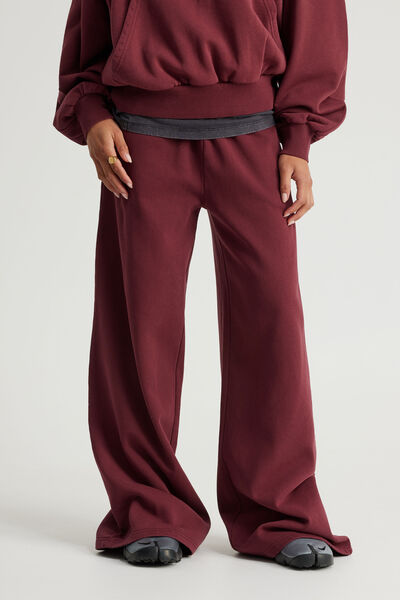 Classic Wide Leg Trackpant, WASHED CHERRY LACQUER