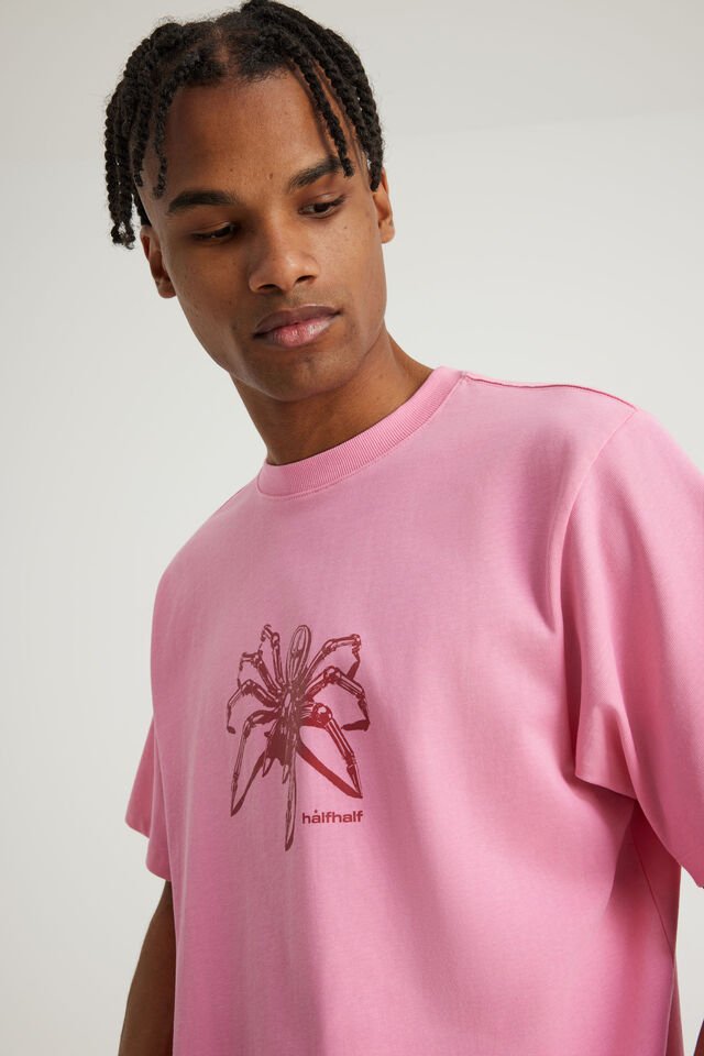 Half Half Heavyweight Core Fit Tshirt, HH PINK GELATI/SPIDA
