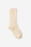 Girls Everyday Crew Sock, ECRU POINTELLE RIB LETTUCE EDGE - alternate image 1