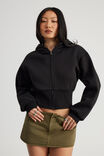 Authentics Shrunken Zip Through Hoodie, BLACK - alternate image 1