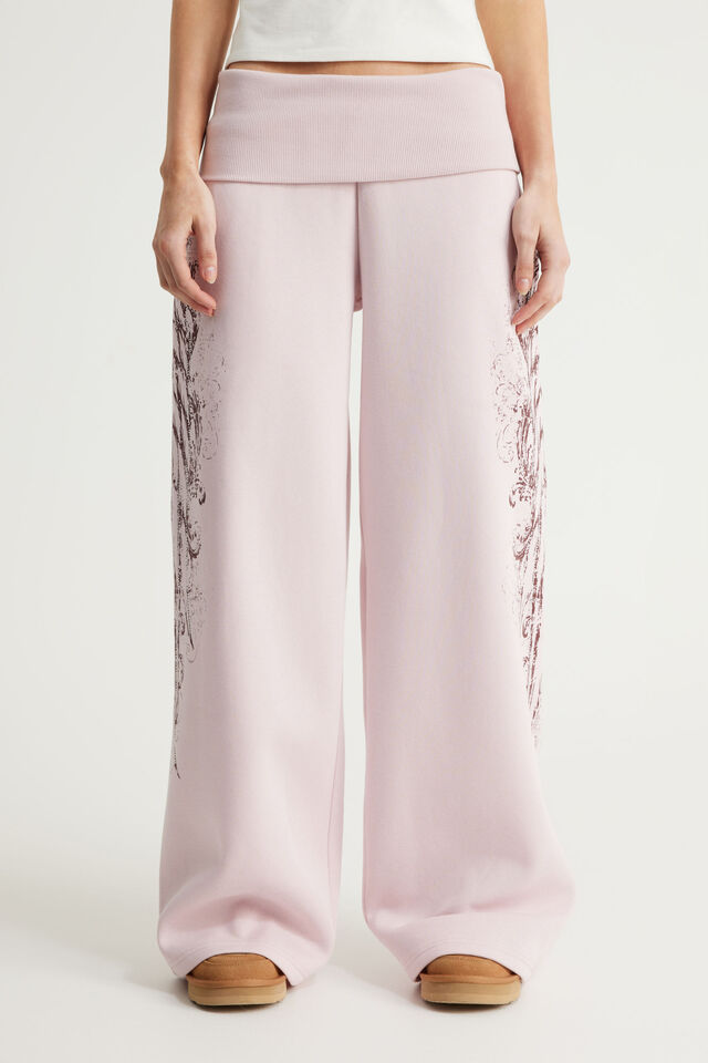 Wide Waistband Trackpant, NTN PINK DUST/GOTHIC SCRIPT