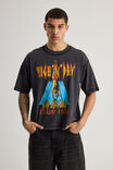 Boxy Cropped Music T Shirt, LCN BRA WASHED BLACK/DEF LEPPARD TOUR - alternate image 1
