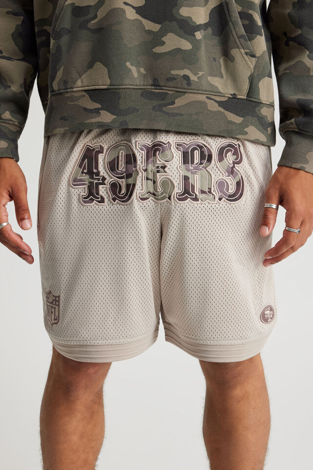 Nfl Basketball Short, LCN NFL BEIGE CAMO/SAN FRANCISCO 49ERS