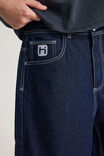 Half Half Painter Baggy Denim Short, RAW INDIGO/WHITE STITCH - alternate image 2
