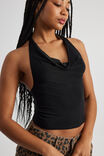 Kelly Mesh Cowl Neck Halter, BLACK - alternate image 4