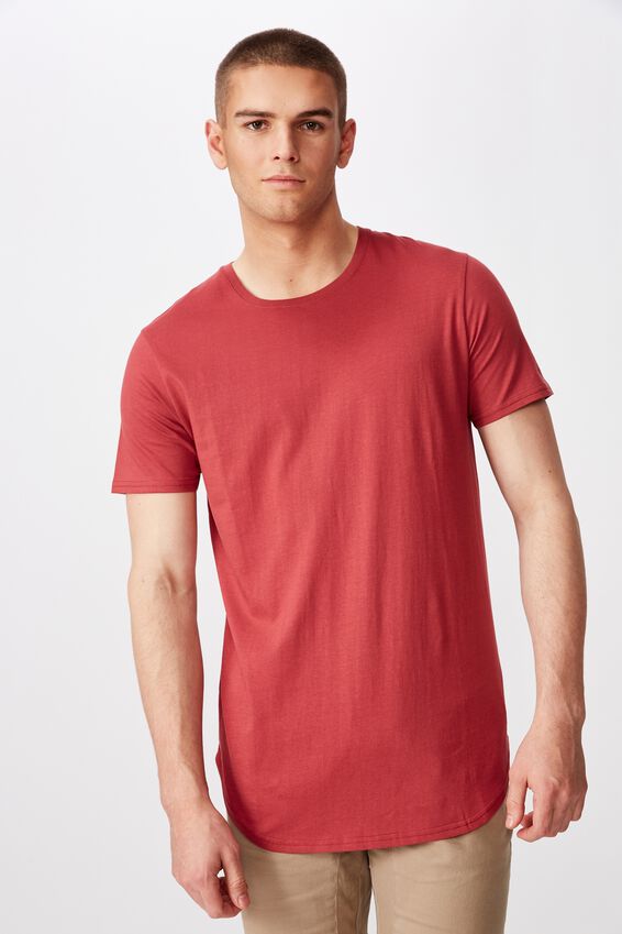 Curved T Shirt, EARTH RED