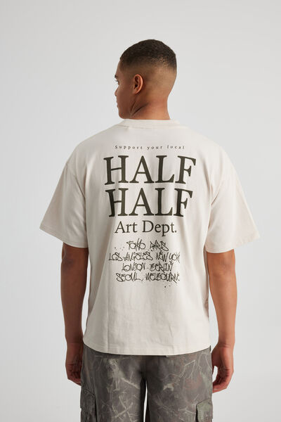Half Half Heavyweight Box Fit Graphic Tshirt, HH IVORY/ART DEPT