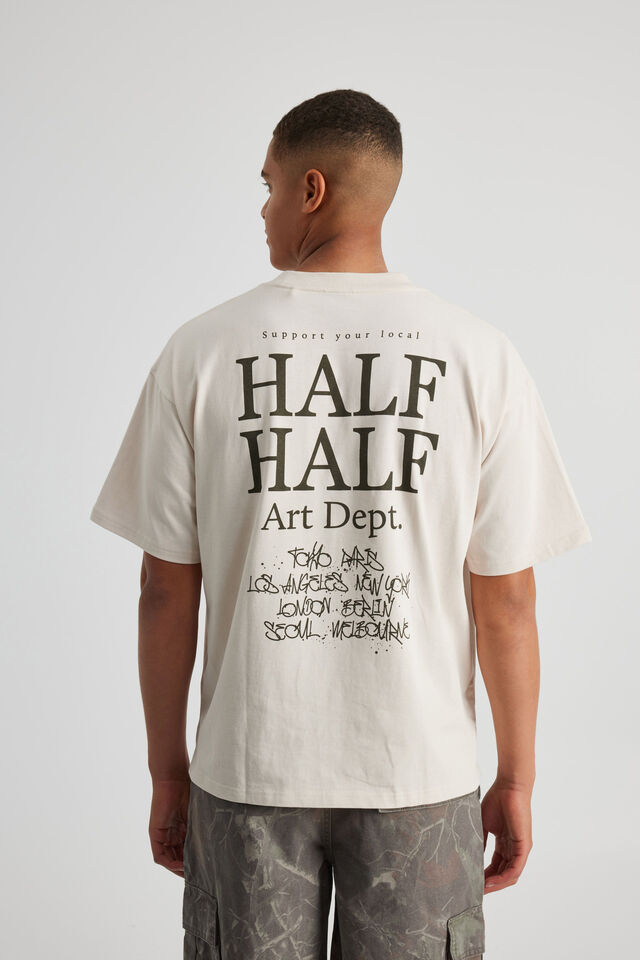 Half Half Heavyweight Box Fit Graphic Tshirt, HH IVORY/ART DEPT