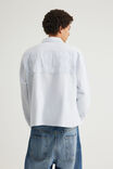 Open Gallery Boxy Cropped Long Sleeve Shirt, OPEN GALLERY BLUE MIST STRIPE W ARTWORK - alternate image 3