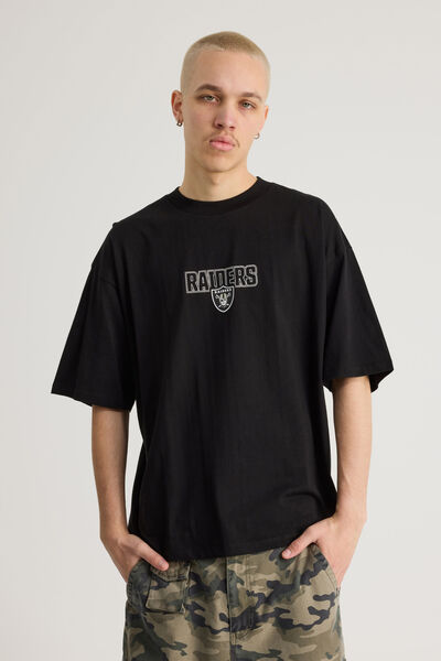 Box Fit Nfl Tshirt, LCN NFL BLACK/RAIDERS DYSTOPIA SUPERSCRIPT