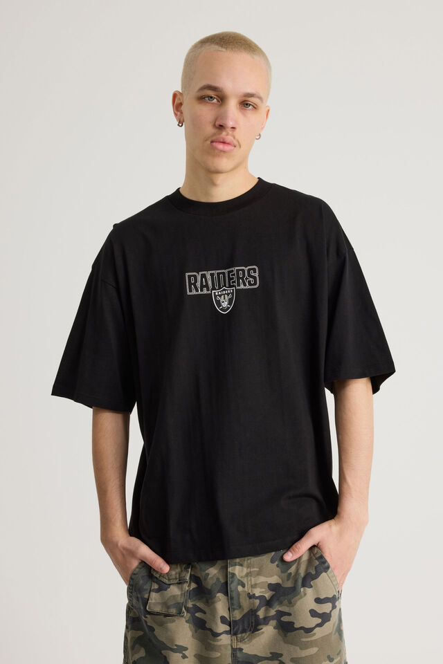 Box Fit Nfl Tshirt, LCN NFL BLACK/RAIDERS DYSTOPIA SUPERSCRIPT