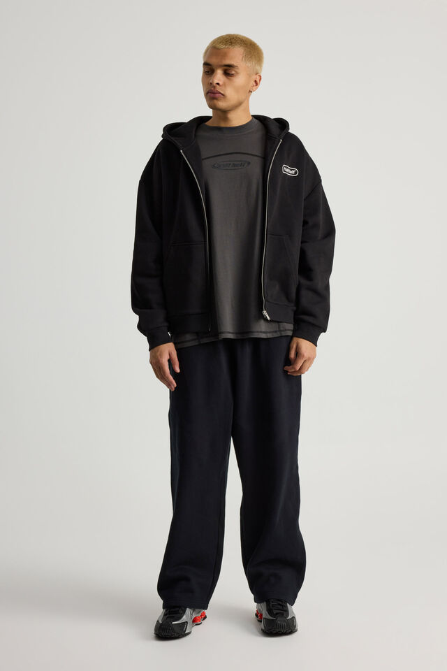 Half Half Zip Thru Hoodie, HH BLACK/WHITE PILL