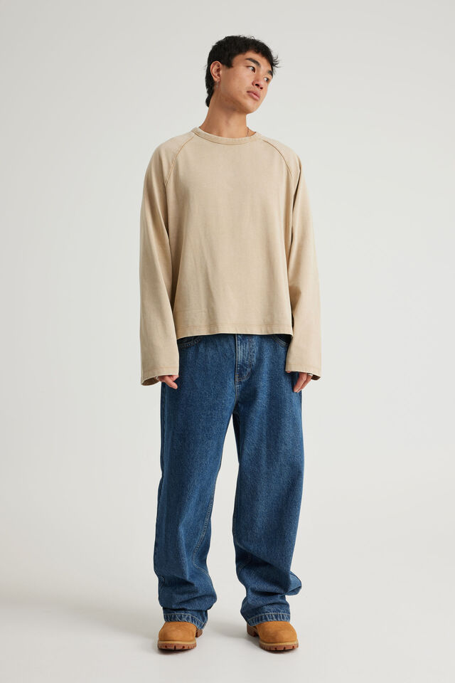 Open Gallery Raglan Long Sleeve Tshirt, OG WASHED CREMA