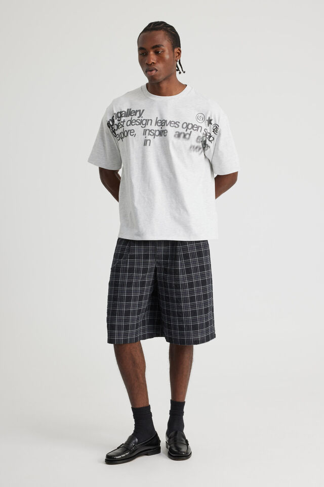 Notion Pleated Woven Short, BLACK/NAVY CHECK
