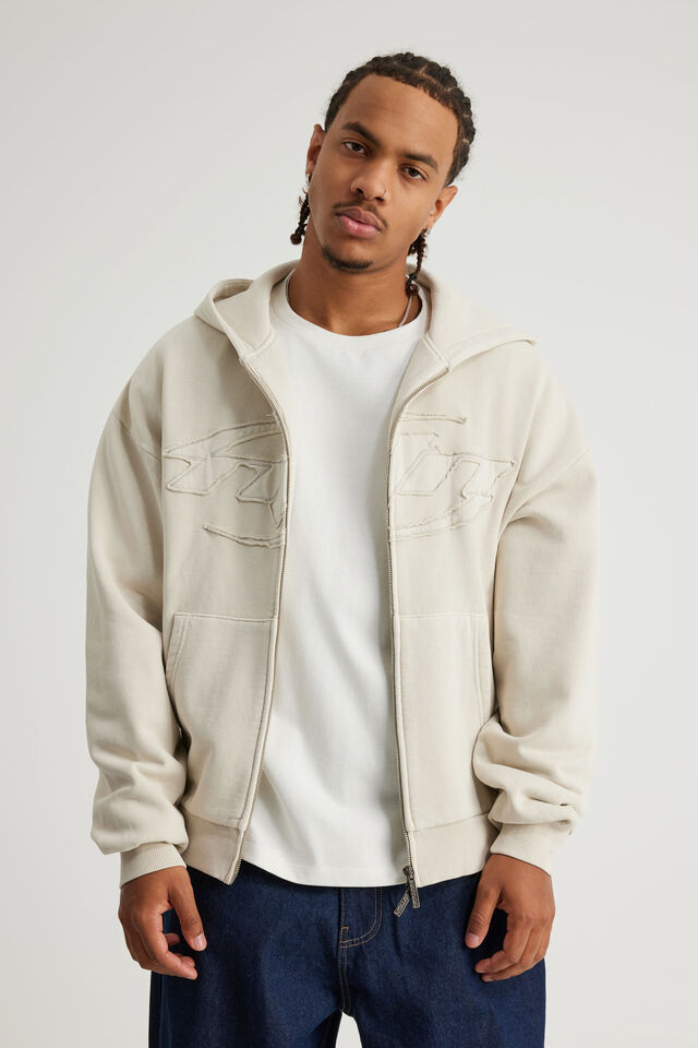 Notion Zip Thru Hoodie, NTN WASHED PEBBLE/NTN LOGO