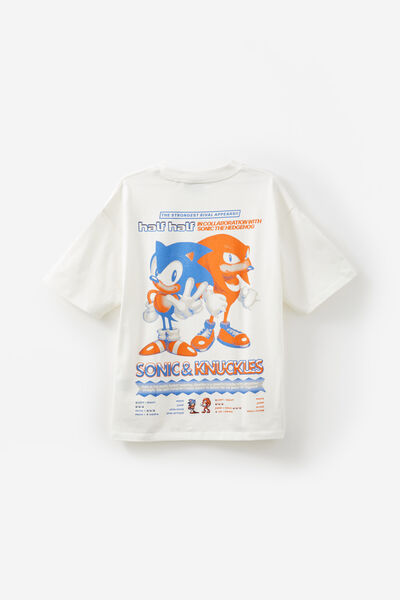 Sonic X Half Half Heavy Weight Box Fit Tshirt, LCN SEG CLOUD/SONIC V KNUCKLES