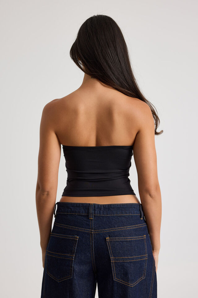 River Fold Back Bandeau, BLACK
