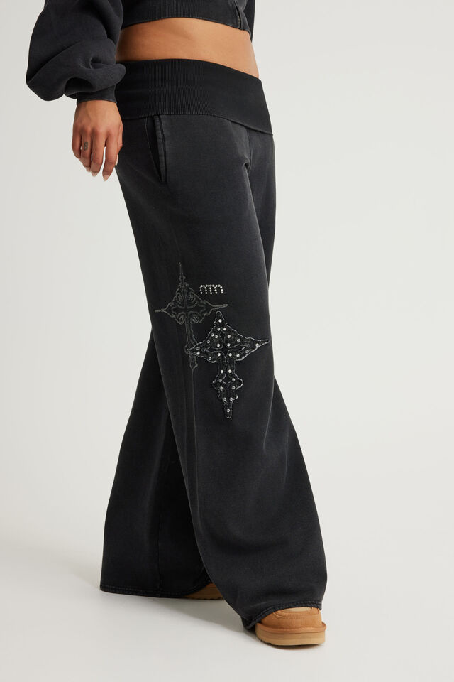 Wide Waistband Trackpant, NTN LIGHT WASHED BLACK/GOTHIC