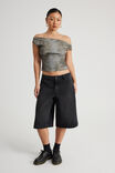Textured Off Shoulder Top, GREY BROWN TIE DYE - alternate image 2