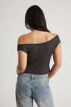 Textured Off Shoulder Top, SLATE - alternate image 3