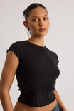 Riley Pointelle Top, BLACK - alternate image 4