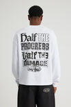 Half Half Long Sleeve Tshirt, HH WHITE/HALF THE DAMAGE - alternate image 4