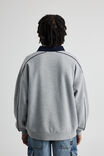 Half Half Polo Crew, HH GREY MARLE/NAVY CONTRAST - alternate image 3