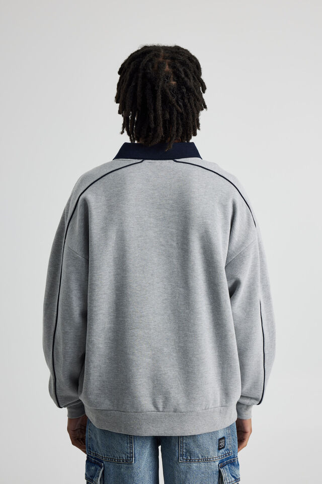 Half Half Polo Crew, HH GREY MARLE/NAVY CONTRAST