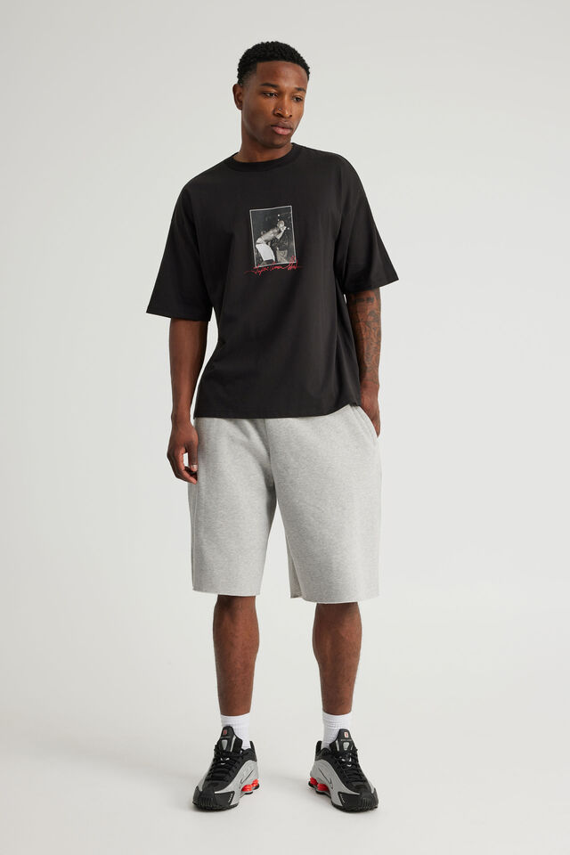 Box Fit Music Merch T Shirt, LCN BRA BLACK/TUPAC SHAKUR SIGNATURE