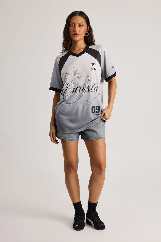 V Neck Sports Jersey, WHITE/EUROSTAR